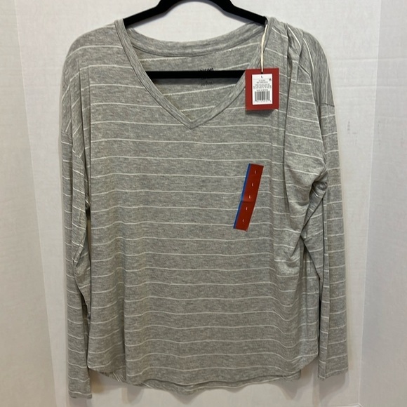 Mossimo Supply Co. Tops - Mossimo Supply Co Gray Stripe Long sleeve Top Size L